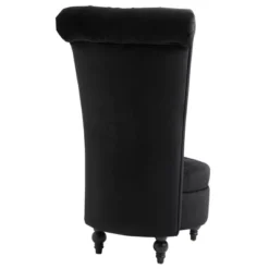 HOMCOM High Back Accent Chair, Upholstered Armless Chair, Retro Button-Tufted Royal Design With Thick Padding And Rubberwood Leg, Black 6 HOMCOM High Back Accent Chair, Upholstered Armless Chair, Retro Button-Tufted Royal Design With Thick Padding And Rubberwood Leg, Black -Homcom GUEST 0040f46e 7179 45e0 8d15 c5cca37eef65