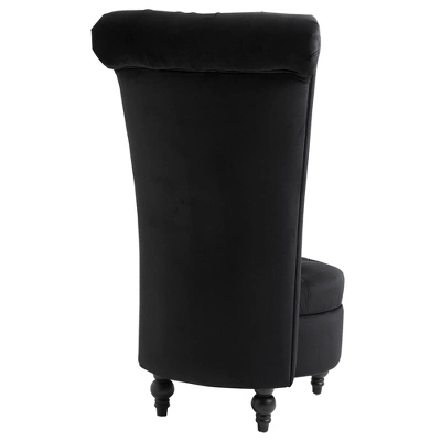 HOMCOM High Back Accent Chair, Upholstered Armless Chair, Retro Button-Tufted Royal Design With Thick Padding And Rubberwood Leg, Black 3 HOMCOM High Back Accent Chair, Upholstered Armless Chair, Retro Button-Tufted Royal Design With Thick Padding And Rubberwood Leg, Black - Image 3