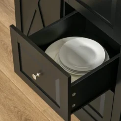 HOMCOM Farmhouse Mobile Kitchen Island Utility Cart On Wheels With Barn Door Style Cabinets, Drawers -Homcom GUEST 0117c4ae 7d13 4f63 b754 4208f9ac9530