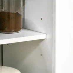 HOMCOM Freestanding Rustic Buffet With Hutch, 4 Doors Farmhouse Kitchen Pantry Cabinet, Microwave Stand With Beadboard Panel, Drawer, White -Homcom GUEST 03b611b7 7bbb 4068 b6de 5c180aa55f42