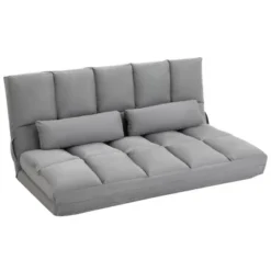 HOMCOM Convertible Floor Sofa Chair, Folding Couch Bed, Guest Chaise Lounge With 2 Pillows, Adjustable Backrest And Headrest -Homcom GUEST 0519e0c6 fa63 484b ae3e bab95ae86982
