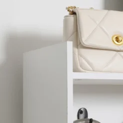 HOMCOM Modern Hall Tree, Entryway Coat Rack With Shoe Bench, 5 Hooks, Storage Shelf And Slatted Door Cabinet For Hallway, White 9 HOMCOM Modern Hall Tree, Entryway Coat Rack With Shoe Bench, 5 Hooks, Storage Shelf And Slatted Door Cabinet For Hallway, White -Homcom GUEST 0552c97a 197b 4737 96f2 6f42e3b10262