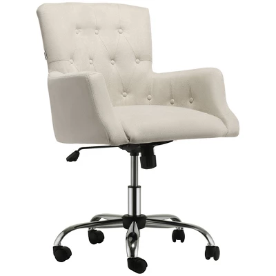 HOMCOM Mid Back Modern Home Office Chair With Tufted Button Design And Padded Armrests, Swivel Computer Desk Chair For Study Living Room Bedroom 8 HOMCOM Mid Back Modern Home Office Chair With Tufted Button Design And Padded Armrests, Swivel Computer Desk Chair For Study Living Room Bedroom - Image 8