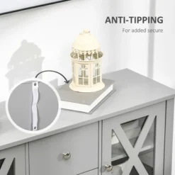 HOMCOM 70" Kitchen Buffet Hutch With 3-Tier Shelving, Freestanding Storage Pantry Cabinet With Adjustable Shelves, Countertop, Gray 8 HOMCOM 70" Kitchen Buffet Hutch With 3-Tier Shelving, Freestanding Storage Pantry Cabinet With Adjustable Shelves, Countertop, Gray -Homcom GUEST 06c00224 f752 42d6 b7f6 f416e4c2a6ee