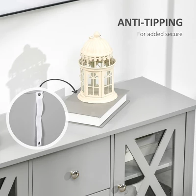 HOMCOM 70" Kitchen Buffet Hutch With 3-Tier Shelving, Freestanding Storage Pantry Cabinet With Adjustable Shelves, Countertop, Gray 4 HOMCOM 70" Kitchen Buffet Hutch With 3-Tier Shelving, Freestanding Storage Pantry Cabinet With Adjustable Shelves, Countertop, Gray - Image 4