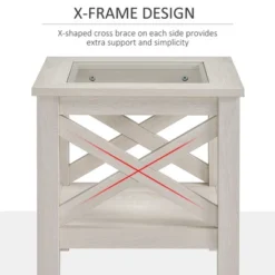 HOMCOM Farmhouse End Table, Sofa Side Table With Tempered Glass Top, Coffee Table With Underneath Storage Shelf For Living Room, Bedroom, White Oak 8 HOMCOM Farmhouse End Table, Sofa Side Table With Tempered Glass Top, Coffee Table With Underneath Storage Shelf For Living Room, Bedroom, White Oak -Homcom GUEST 0719b5e6 225a 42f1 a52d 29059c9cc2b7