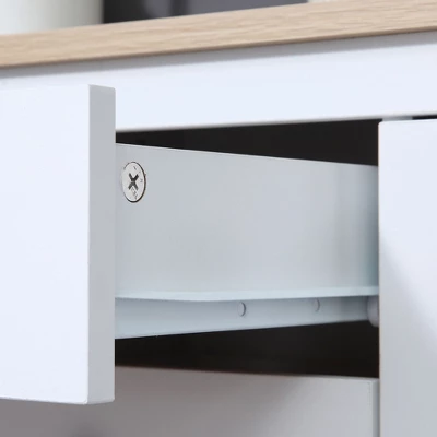 HOMCOM Buffet Cabinet, Rustic Sideboard With 9-bottle Wine Rack, Storage Cabinets, Drawers And Adjustable Shelves For Living Room, Kitchen 5 HOMCOM Buffet Cabinet, Rustic Sideboard With 9-bottle Wine Rack, Storage Cabinets, Drawers And Adjustable Shelves For Living Room, Kitchen - Image 5