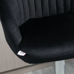 HOMCOM Adjustable Bar Stools Upholstered Kitchen Stools With Velvet Touch Fabric, Steel Frame Black, Set Of 2 -Homcom GUEST 07ad0b4a f779 4fb6 8687 0ba6b11e8057