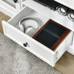 HOMCOM Modern TV Stand Cabinet For TVs Up To 60 Inches, Entertainment Center With Drawer And Glass Doors For Living Room, White -Homcom GUEST 07bc5b99 6cf9 4fac 81e5 61e32e0d7e0e