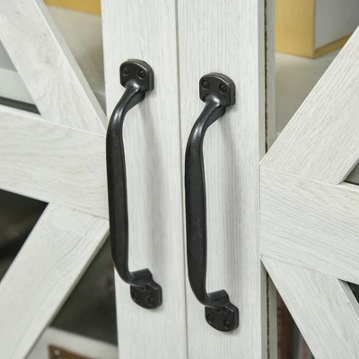 HOMCOM Rustic Kitchen Sideboard, Glass Door Buffet Cabinet, TV Stand With Adjustable Shelf For Dining Room, White 5 HOMCOM Rustic Kitchen Sideboard, Glass Door Buffet Cabinet, TV Stand With Adjustable Shelf For Dining Room, White - Image 5