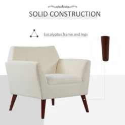 HOMCOM Traditional Living Room Chair, Armchair With Button Tufted Polygonal Straight Back, Single Sofa With Thick Padding -Homcom GUEST 0889ab60 4219 4c05 af68 2407ad7d872a