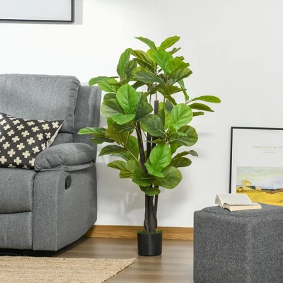 HOMCOM 4.5FT Artificial Fiddle Leaf Fig Tree, Faux Decorative Plant In Nursery Pot For Indoor Or Outdoor Décor 2 HOMCOM 4.5FT Artificial Fiddle Leaf Fig Tree, Faux Decorative Plant In Nursery Pot For Indoor Or Outdoor Décor - Image 2