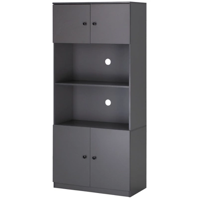 HOMCOM 71" Kitchen Buffet With Hutch, Pantry Storage Cabinet With Shelves, Open Microwave Countertop For Dining Room, Living Room, Gray 3 HOMCOM 71" Kitchen Buffet With Hutch, Pantry Storage Cabinet With Shelves, Open Microwave Countertop For Dining Room, Living Room, Gray - Image 3