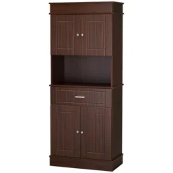 HOMCOM 72" Kitchen Buffet With Hutch, Freestanding Pantry Cupboard With Utility Drawer, Adjustable Hinge, Anti-tipping 2 Cabinet And Countertop, Brown 7 HOMCOM 72" Kitchen Buffet With Hutch, Freestanding Pantry Cupboard With Utility Drawer, Adjustable Hinge, Anti-tipping 2 Cabinet And Countertop, Brown -Homcom GUEST 0be31efe fa98 4b36 ae7a 13e103f26dd1