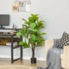 HOMCOM 4.5FT Artificial Fiddle Leaf Fig Tree, Faux Decorative Plant In Nursery Pot For Indoor Or Outdoor Décor