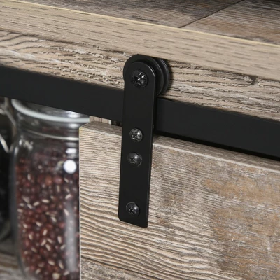 HOMCOM Freestanding Rustic Kitchen Buffet With Hutch, Pantry Storage Cabinet With Sliding Barn Door, Adjustable Shelf, Vintage Wood 5 HOMCOM Freestanding Rustic Kitchen Buffet With Hutch, Pantry Storage Cabinet With Sliding Barn Door, Adjustable Shelf, Vintage Wood - Image 5