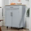 HOMCOM Kitchen Island Cart Rolling Trolley Cart With Drawer, Storage Cabinet & Towel Rack, Gray