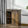 HOMCOM Industrial Sideboard Storage Cabinet, Serving Bar Buffet With Sliding Barn Door And 6-Bottle Wine Rack