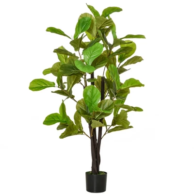 HOMCOM 4.5FT Artificial Fiddle Leaf Fig Tree, Faux Decorative Plant In Nursery Pot For Indoor Or Outdoor Décor 3 HOMCOM 4.5FT Artificial Fiddle Leaf Fig Tree, Faux Decorative Plant In Nursery Pot For Indoor Or Outdoor Décor - Image 3