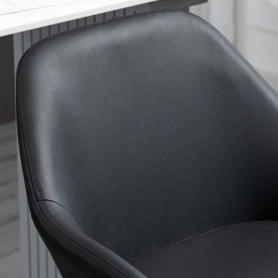 HOMCOM Adjustable Bar Stools Set Of 2, Swivel Barstools With Footrest And Back, PU Leather And Steel Round Base, For Kitchen Counter, Black 4 HOMCOM Adjustable Bar Stools Set Of 2, Swivel Barstools With Footrest And Back, PU Leather And Steel Round Base, For Kitchen Counter, Black - Image 4