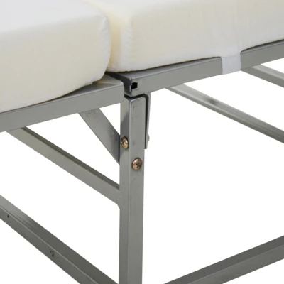 HOMCOM 2-in-1 Foldable Ottoman, Convertible Guest Sleeper Bed With Thick Padded Foam And Storage Box For Small Room, Living Room, Gray 5 HOMCOM 2-in-1 Foldable Ottoman, Convertible Guest Sleeper Bed With Thick Padded Foam And Storage Box For Small Room, Living Room, Gray - Image 5