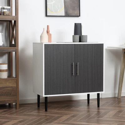 HOMCOM 2-Door Storage Cabinet With Adjustable Shelf, Free Standing Accent Sideboard And Buffet For Kitchen Or Hallway, Grey / White 1 HOMCOM 2-Door Storage Cabinet With Adjustable Shelf, Free Standing Accent Sideboard And Buffet For Kitchen Or Hallway, Grey / White