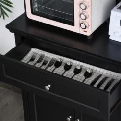 HOMCOM 71" Traditional Freestanding Kitchen Buffet With Hutch, Pantry Cabinet With 4 Doors, 3-Level Adjustable Shelves, And 1 Drawer, Black 12 HOMCOM 71" Traditional Freestanding Kitchen Buffet With Hutch, Pantry Cabinet With 4 Doors, 3-Level Adjustable Shelves, And 1 Drawer, Black -Homcom GUEST 165115b7 15ea 48ff b545 a459272872c7