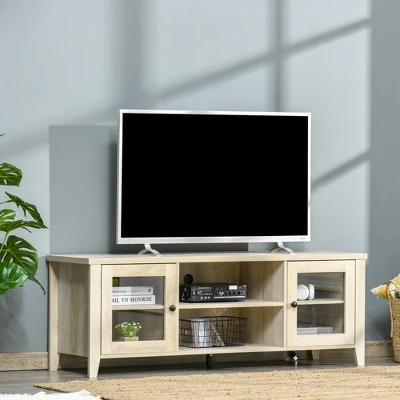 HOMCOM Modern TV Stand, Entertainment Center With Shelves And Cabinets For Flatscreen TVs Up To 60" For Bedroom, Living Room, Oak 1 HOMCOM Modern TV Stand, Entertainment Center With Shelves And Cabinets For Flatscreen TVs Up To 60" For Bedroom, Living Room, Oak