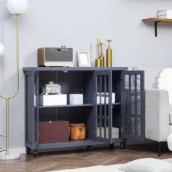 HOMCOM Modern Kitchen Sideboard, Buffet Cabinet With Storage, Adjustable Shelves For Living Room, Study, 3 Glass Doors, Gray -Homcom GUEST 189f2e94 115b 4f26 8a88 c10a44f7d69c