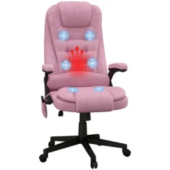 HOMCOM 6 Point Vibrating Massage Office Chair With Heat, Linen High Back Executive Office Chair With Reclining Backrest, Armrests -Homcom GUEST 1a6a8c85 b3f9 4d75 98d9 3ee63bb7d337