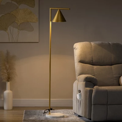 HOMCOM Modern Floor Lamps For Living Room Lighting, Adjustable Standing Lamp For Bedroom Lighting, Gold 2 HOMCOM Modern Floor Lamps For Living Room Lighting, Adjustable Standing Lamp For Bedroom Lighting, Gold - Image 2