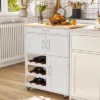 HOMCOM Bar Cart Rolling Kitchen Island On Wheels With 9-Bottle Wine Rack, Small Kitchen Cart Kitchen Storage Cabinets, Wooden Countertop, White