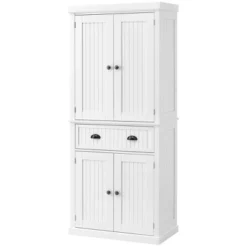 HOMCOM 72" Traditional Freestanding Kitchen Pantry Cabinet Cupboard With Doors And 3 Adjustable Shelves, White -Homcom GUEST 1d2724e8 d7d9 4943 bfdf f9bb95187efb