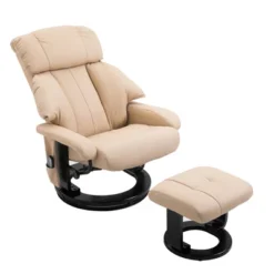 HOMCOM Recliner With Ottoman Footrest, Recliner Chair With Vibration Massage, Faux Leather And Swivel Wood Base For Living Room And Bedroom -Homcom GUEST 1e0ca9c0 2fb2 44f4 8ca2 718522bbbbb6