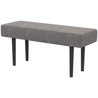 HOMCOM 39.25" End Of Bed Bench, Upholstered Entryway Bench With Steel Legs, Bedroom Bench, Gray 3 HOMCOM 39.25" End Of Bed Bench, Upholstered Entryway Bench With Steel Legs, Bedroom Bench, Gray - Image 3