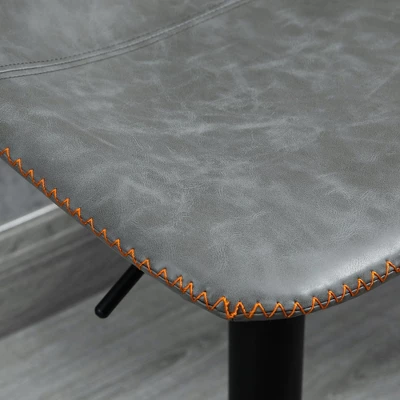 HOMCOM Adjustable Bar Stools Set Of 4, Swivel Bar Height Chairs Barstools Padded With Back For Kitchen, Counter, And Home Bar, Gray 5 HOMCOM Adjustable Bar Stools Set Of 4, Swivel Bar Height Chairs Barstools Padded With Back For Kitchen, Counter, And Home Bar, Gray - Image 5