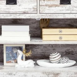 HOMCOM Rustic Storage Cabinet Sideboard With 2 Drawers And 2 Cupboard, Distressed White -Homcom GUEST 21aac6bd 0f42 41cd 8640 2a5f09f14cae