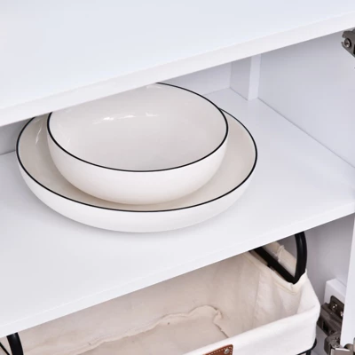 HOMCOM Kitchen Credenza & Sideboard Buffet Cabinet With 2 Glass Doors & Storage Shelves 6 HOMCOM Kitchen Credenza & Sideboard Buffet Cabinet With 2 Glass Doors & Storage Shelves - Image 6