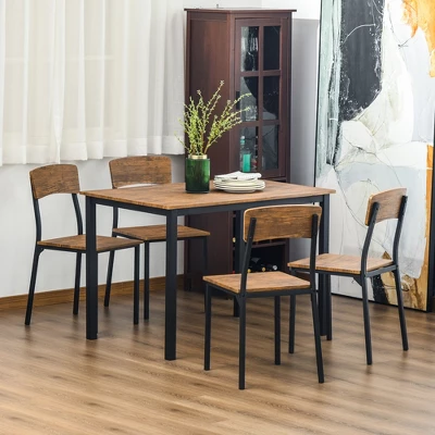 HOMCOM 5 Piece Modern Industrial Dining Table And Chairs Set For Small Space, Kitchen, Dining Room 2 HOMCOM 5 Piece Modern Industrial Dining Table And Chairs Set For Small Space, Kitchen, Dining Room - Image 2