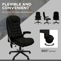 HOMCOM 6 Point Vibrating Massage Office Chair With Heat, Linen High Back Executive Office Chair With Reclining Backrest, Armrests -Homcom GUEST 23ec81a8 00c5 4a09 b336 6b4b0217471a