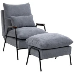 HOMCOM Accent Chair With Ottoman, Reclining Comfy Chair With Adjustable Backrest, Steel Frame And Pillow For Living Room, Bedroom 12 HOMCOM Accent Chair With Ottoman, Reclining Comfy Chair With Adjustable Backrest, Steel Frame And Pillow For Living Room, Bedroom -Homcom GUEST 241825a7 39ad 458e a272 fac54a18bc13