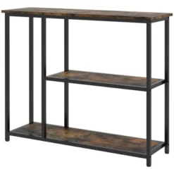 HOMCOM 39" Console Table, Modern Sofa Table With 2 Storage Shelves, Steel Frame, Narrow Entryway Table For Hallway -Homcom GUEST 24657be7 95cc 4f03 bee9 8bb7431a80e2