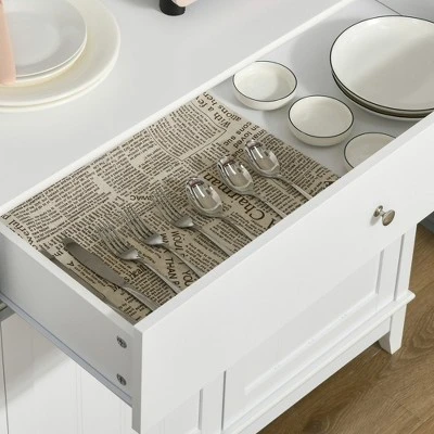 HOMCOM Modern 58" Kitchen Buffet With Hutch, Microwave Cabinet With Drawer And Storage Cupboard, White 5 HOMCOM Modern 58" Kitchen Buffet With Hutch, Microwave Cabinet With Drawer And Storage Cupboard, White - Image 5