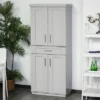 HOMCOM Modern Kitchen Pantry Freestanding Cabinet Cupboard With Doors And Drawer, Adjustable Shelving