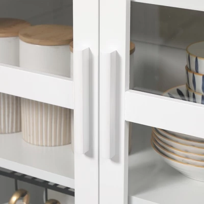 HOMCOM Freestanding Kitchen Pantry, 5-tier Storage Cabinet With Adjustable Shelves And 2 Glass Doors, White 5 HOMCOM Freestanding Kitchen Pantry, 5-tier Storage Cabinet With Adjustable Shelves And 2 Glass Doors, White - Image 5