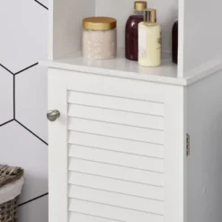 HOMCOM Tall Bathroom Storage Cabinet/Freestanding Linen Tower With 3-Tier Open Adjustable Shelf And Cupboard, White -Homcom GUEST 2771a186 c5bd 49e8 ac00 68245d028688
