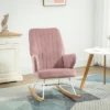 HOMCOM Accent Rocking Chairs, Upholstered Nursery Glider Rocker, Modern Armchair, Wingback Chair For Living Room And Bedroom, Pink