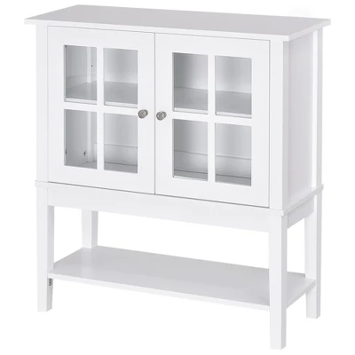 HOMCOM Kitchen Credenza & Sideboard Buffet Cabinet With 2 Glass Doors & Storage Shelves 3 HOMCOM Kitchen Credenza & Sideboard Buffet Cabinet With 2 Glass Doors & Storage Shelves - Image 3