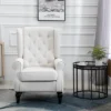 HOMCOM Button-Tufted Accent Chair With High Wingback, Rounded Cushioned Armrests And Thick Padded Seat