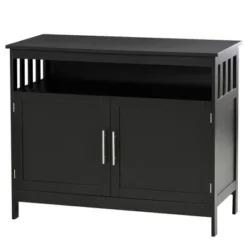 HOMCOM Kitchen Sideboard, Buffet Cabinet, Wooden Storage Console Table With 2-Level Cabinet And Open Shelf, Black 7 HOMCOM Kitchen Sideboard, Buffet Cabinet, Wooden Storage Console Table With 2-Level Cabinet And Open Shelf, Black -Homcom GUEST 2a34b615 4ece 4e5d 9f89 f815e094b1e0